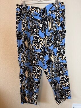 CALLIGRAPHE Linen Blend Fun Statement Pants | Pockets | Elastic Waist Size XL